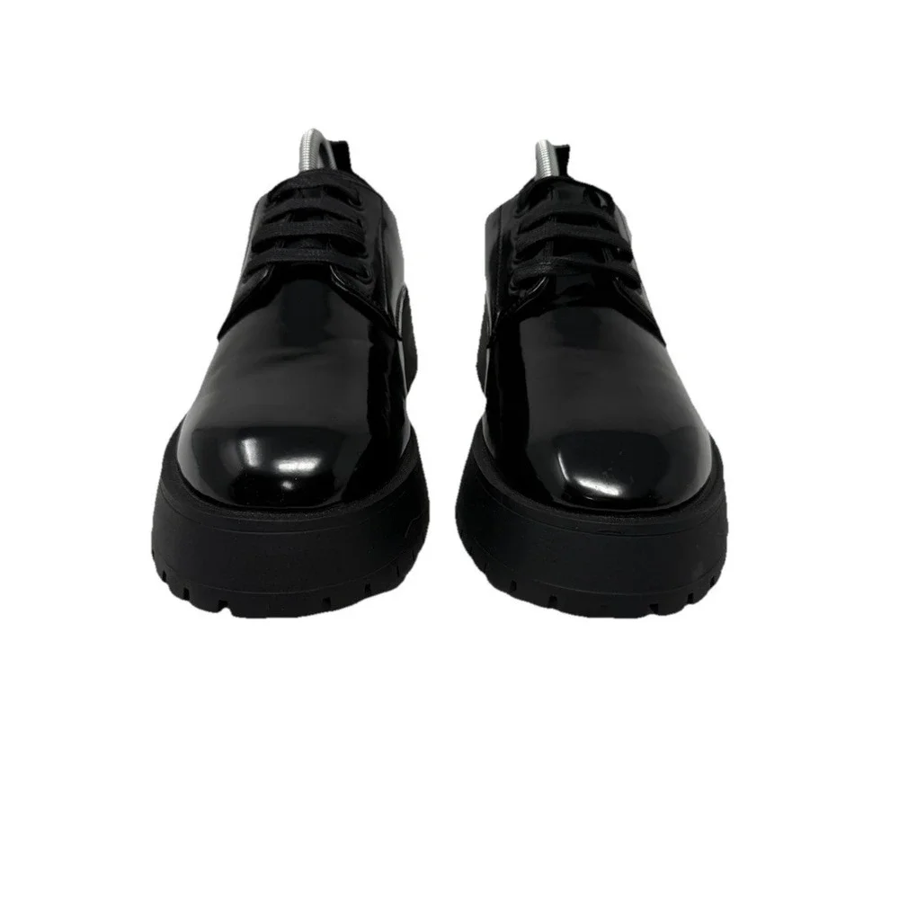 Patent Leather Chunky Oxford Women's Black Platform Lace-Up Asos Design Shoes 10
